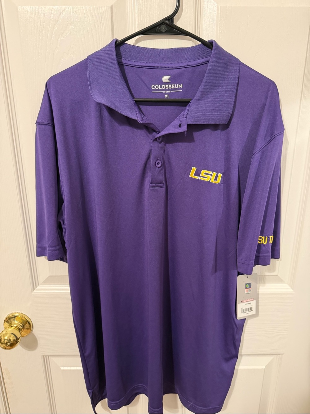 Colosseum Men's LSU Purple Polo with Yellow Embroidery